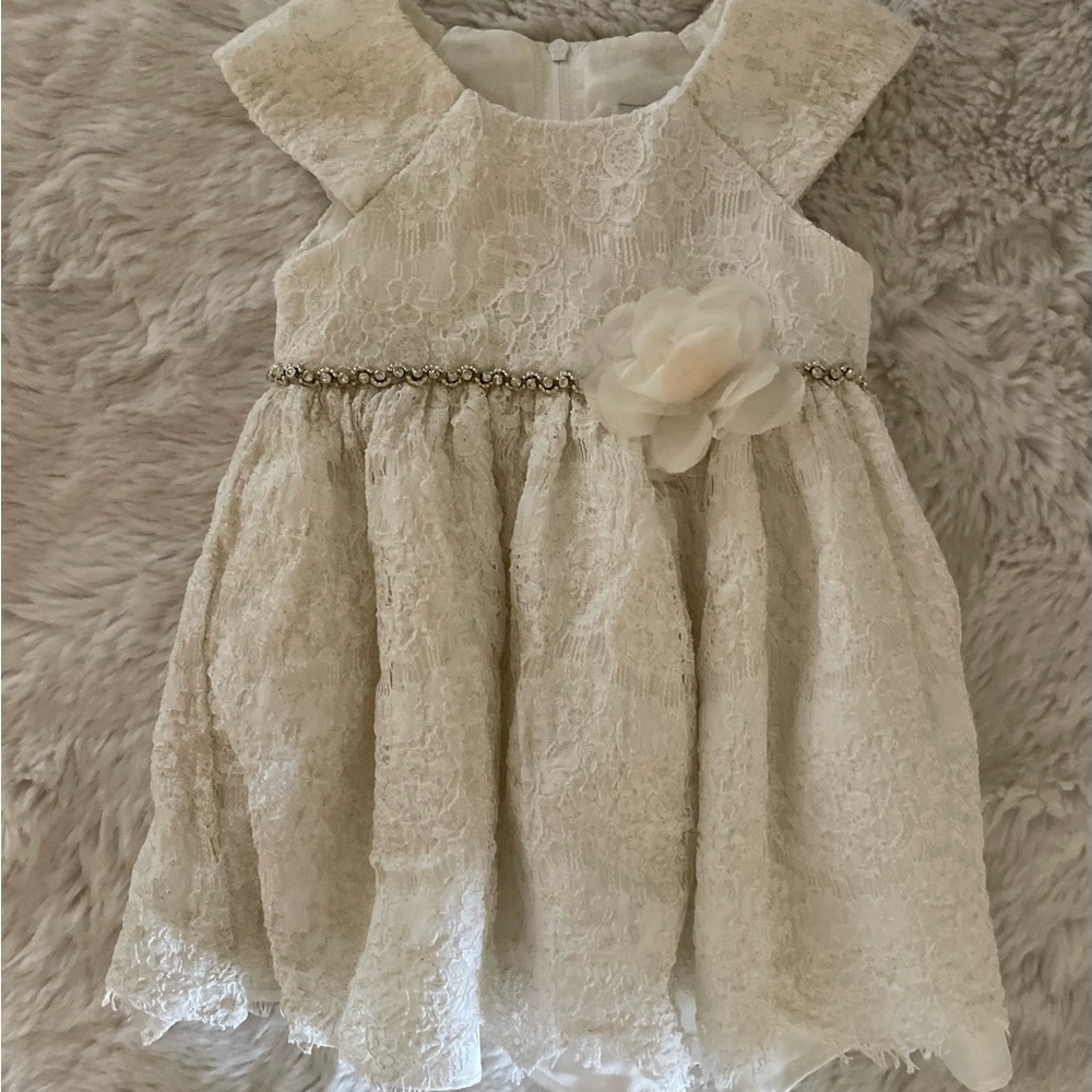 Elegant Rare Editions Cream Lace Kids Dress